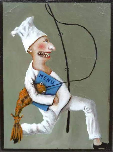 Koos ten Kate, Lekkerbek, Oil on canvas, 24x18 cm, €.350,-
