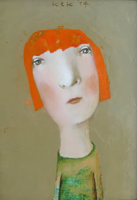 Koos ten Kate, Lieve, Oil on panel in old wooden frame, 16x12 cm, €.225,-