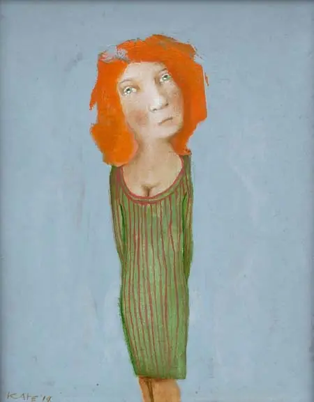 Koos ten Kate, Machteld, Oil on panel in gold frame, 22x18 cm excl. frame, €.175,-