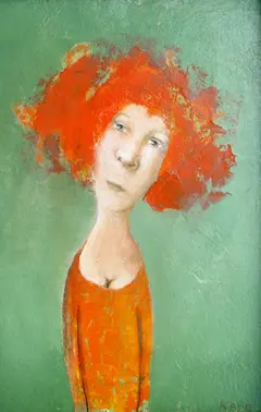 Koos ten Kate, Mathilde, Oil on panel in old frame, 14x11cm, €.175,-