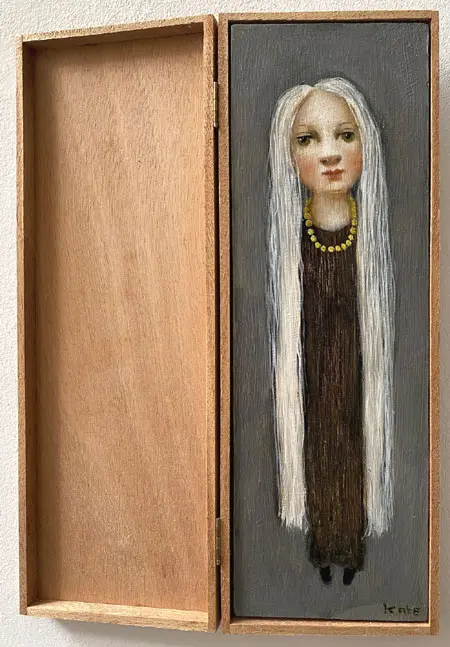 Koos ten Kate, Mathilde, 195 euro, Oil on panel in cigar box, 26x9x3 cm