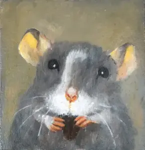 Koos ten Kate, Muis, Oil on panel, 11x11 cm, €.85,-