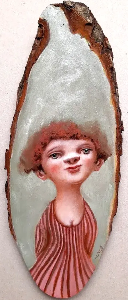 Koos ten Kate, Pascale, 170 euro, Oil on tree trunk, 30x14 cm