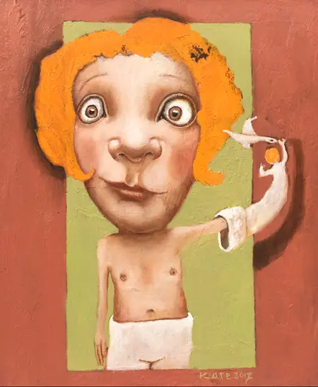 Koos ten Kate, Popje, Oil on wood, 18x15 cm, €.195,-