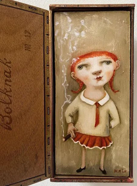 Koos ten Kate, Rozie, 195 euro, Oil on panel in cigar box, 24x11x7 cm