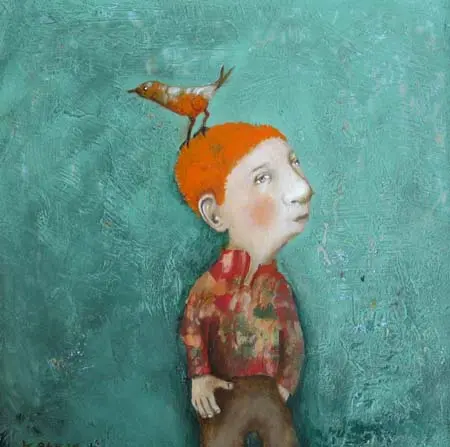 Koos ten Kate, Teun, Oil on panel in natural wooden frame, 20x20 cm excl. frame, €.350,-