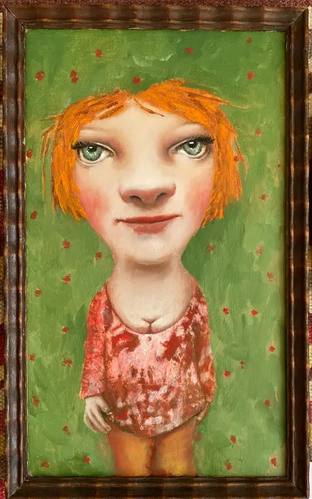 Koos ten Kate, Ursula, Oil on panel, 26x15 in wooden frame, €.225,-