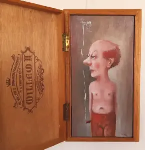Koos ten Kate, Willem, Oil on panel in cigar box, 25x13x4 cm, €.250,-