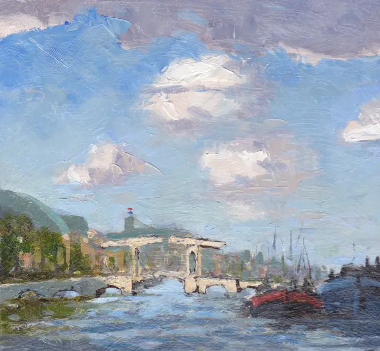 Leo van der Vlist, Magere Brug C, Oil on panel, 20x22x4 cm, €.230,-
