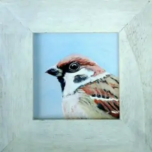 Liesbet Milort, Muskop, Acrylic on cardboard in wooden frame, 9x9 cm/16x16 cm, €.125,-