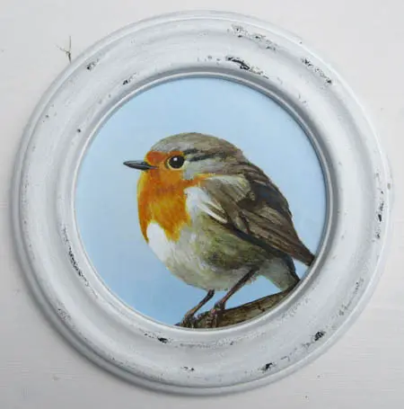 Liesbet Milort, Roodborst ma, Acrylic on wood, 18 cm, €.125,-