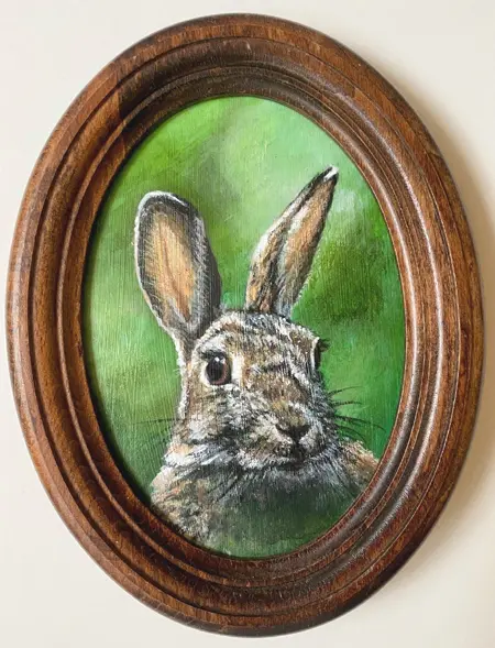 Liesbet Milort, The Year of Me, 150 euro, Acrylic on panel in vintage frame, 22x17 cm incl. frame