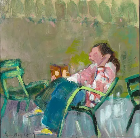 Lourdes Ral, 6. reading maggie o'fannel, 200 euro, Acrylic on wood, unframed, 20x20x3 cm