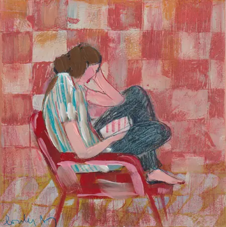 Lourdes Ral, Summer Reading, 200 euro, Acrylic on wood, unframed, 20x20x3,5 cm