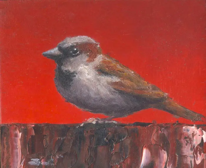Marc van der Zwet, Manmus, 120 euro, Oil on bamboo, unframed, 6,6x5,4 cm