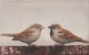 Marc van der Zwet, Mus Kus, 320 euro, Oil on panel in wooden frame, 13,3x8,3 cm