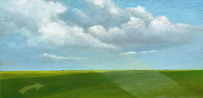 Marcel van Pinxteren, Landschap B, 200 euro, Oil on wood, unframed, 20x40 cm