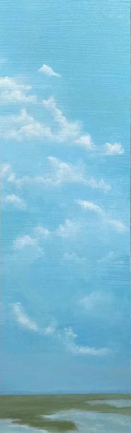 Marcel van Pinxteren, Landschap C, 125 euro, Oil on wood, unframed, 39x12 cm