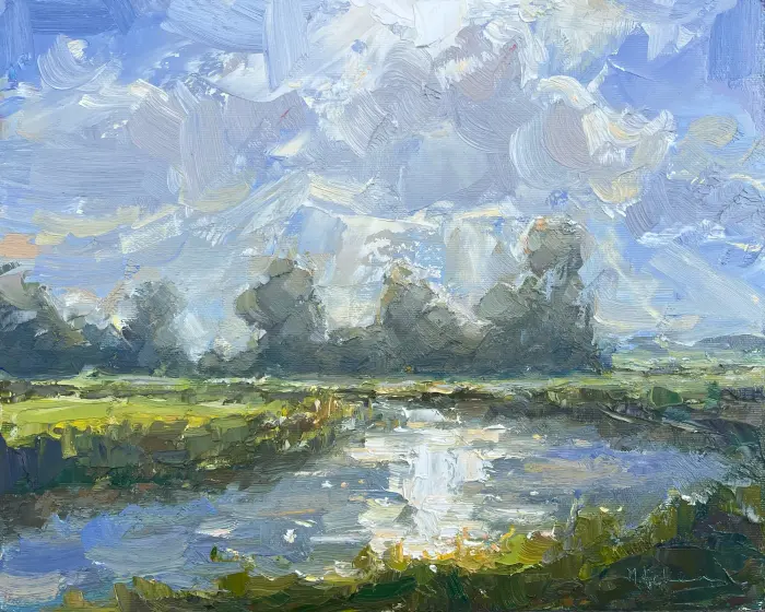 Marieke Ackerman, Tegenlicht, 425 euro, Oil on panel in natural wooden frame, 24x30 cm