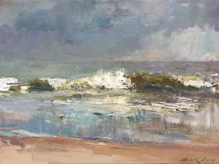 Natalia Dik, Noordzee, Oil on canvas in wooden frame, 60x80 cm, €.1650,-
