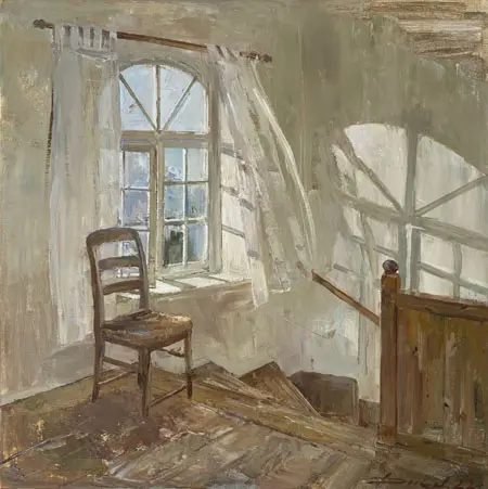 Natalia Dik, Trap naar de top, 1350 euro, Oil on canvas in wooden frame, 50x50 cm
