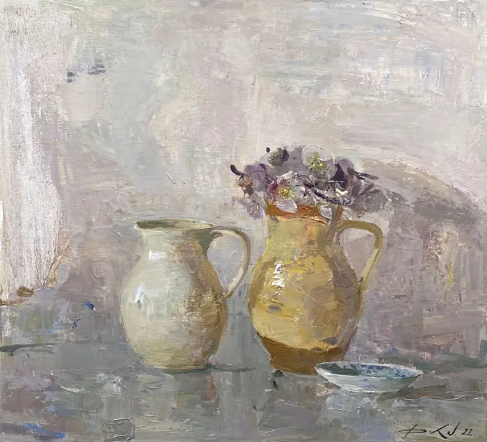 Natalia Dik, Twee kannetjes, 1050 euro, Oil on canvas, unframed, 50x55 cm