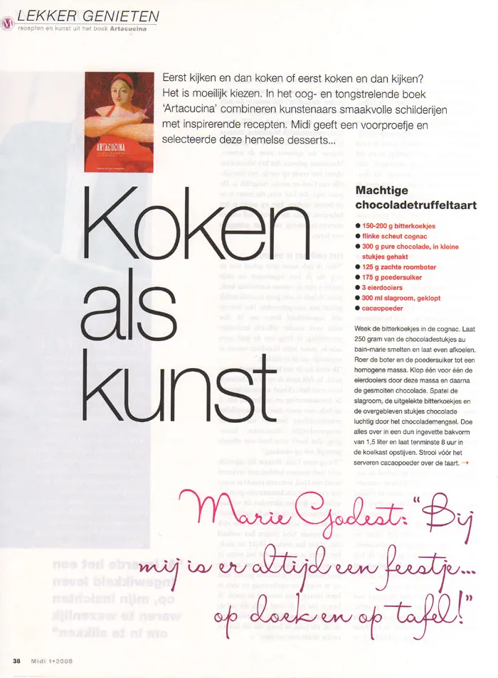 Six pages of ARTACUCINA recipes in Midi, January 2008
