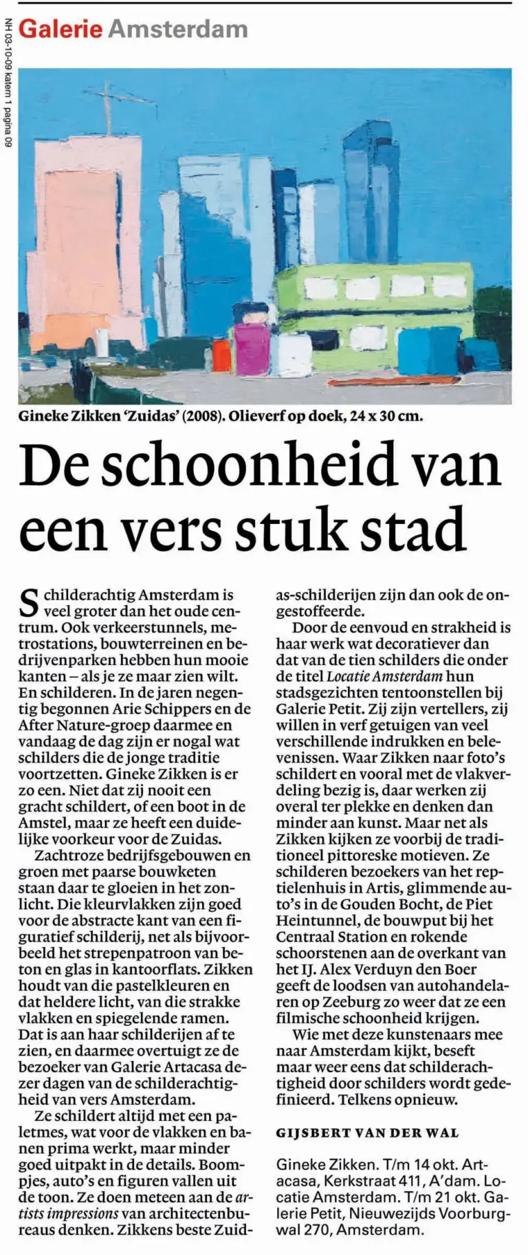 Gineke Zikken in NRC, 3 October 2009