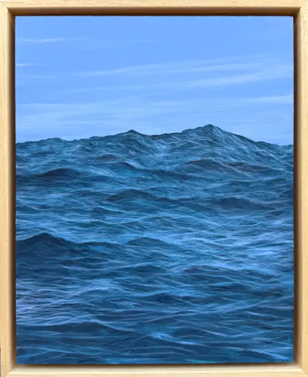 Rada Ovcharova, Water 2, 375 euro, Acrylic and mixed media on canvas in natural wooden frame, 30x24 cm