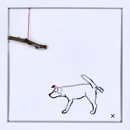 Renee Toonen, Hondje, 65 euro, Paper cutting with embroidery in wooden frame, 18x18 cm