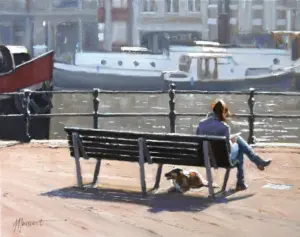 Richard van Mensvoort, Aan de gracht 12, Oil on canvas in wooden frame, 40x50 cm, €.1450,-