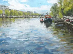 Richard van Mensvoort, Amstel 3, Oil on canvas, 30x40 cm in wooden frame, €.1250,-