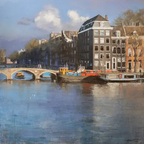 Richard van Mensvoort, Amstel Amsterdam, 4250 euro, Oil on canvas in wooden frame, 100x100 cm