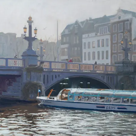 Richard van Mensvoort, Blauwbrug, 3250 euro, Oil on canvas in wooden frame, 80x80 cm