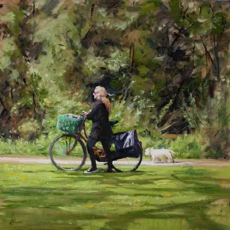 Richard van Mensvoort, In het park, 2450 euro, Oil on canvas in frame, 60x60 cm