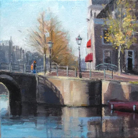 Richard van Mensvoort, Keizergracht, Oil on canvas, 20x20 cm, €.550,-