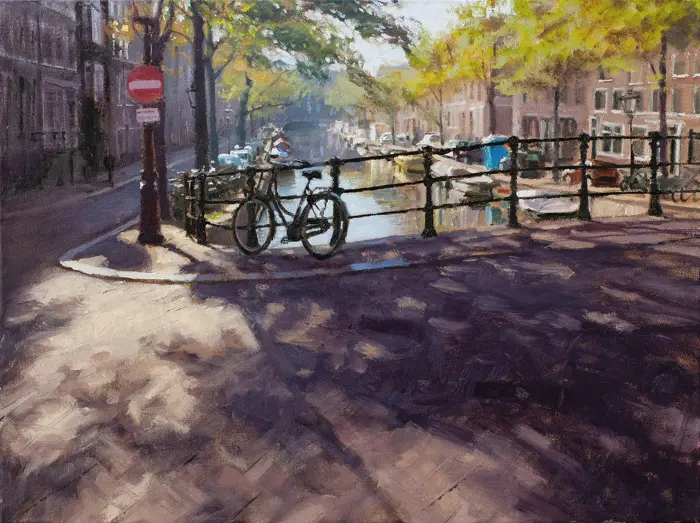 Richard van Mensvoort, Prinsengracht, 3250 euro, Oil on canvas in wooden frame, 60x80 cm