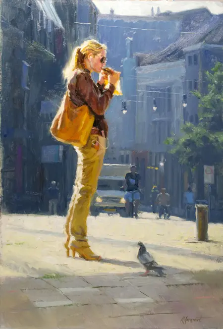 Richard van Mensvoort, Quick lunch, Oil on panel, 60x40 cm, €.1650,-