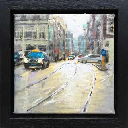Richard van Mensvoort, Utrechtsestraat 2, Oil on canvas in black wooden frame, 20x20 cm, €.550,-