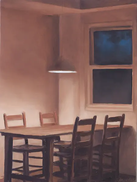 Serge de Vries, Avondtafel, 245,- 21,5x16 cm, Oil on panel, unframed