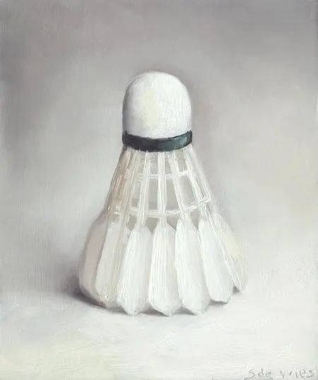 Serge de Vries, badmintonshuttle, 245 euro, Oil on canvas, 14,5x12 cm
