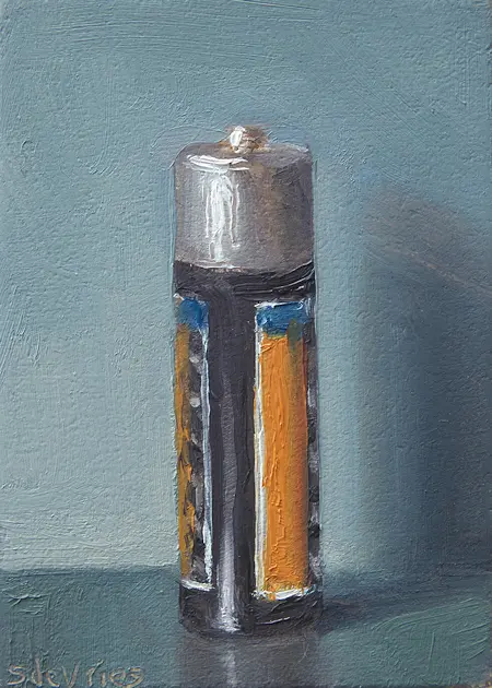 Serge de Vries, Batterij miniatuur, 150 euro, Oil on panel, unframed, 5x7 cm