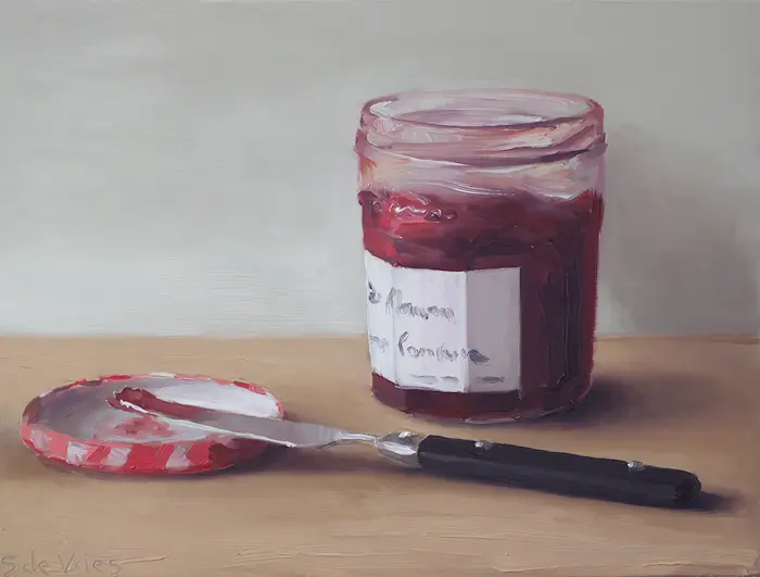 Serge de Vries, Bonne Maman met mes, 245 euro, Oil on panel, unframed, 15x20 cm