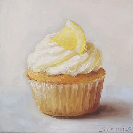Serge de Vries, Cupcake 3, Oil on panel, 11x11 cm, €.195,-