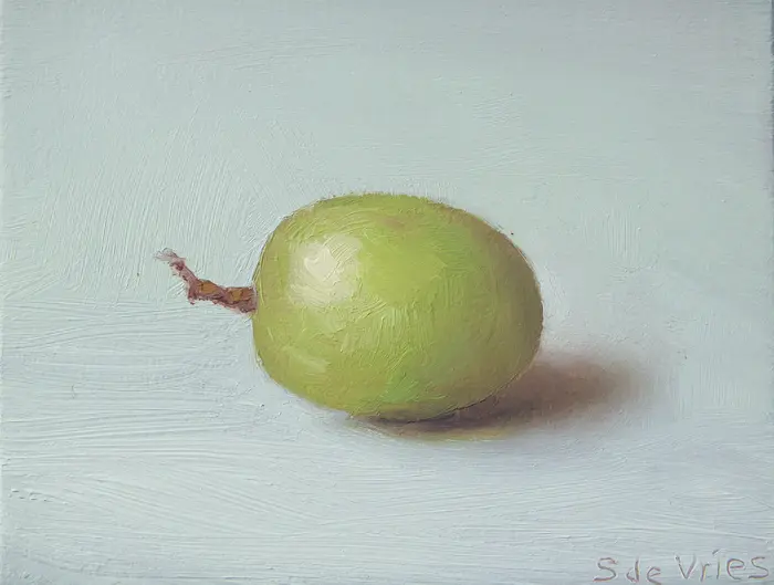 Serge de Vries, Druif, 100 euro, Oil on panel, unframed, 7x5,5 cm