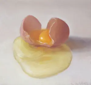 Serge de Vries, Ei 4, Oil on panel, 14x15 cm, €.195,-