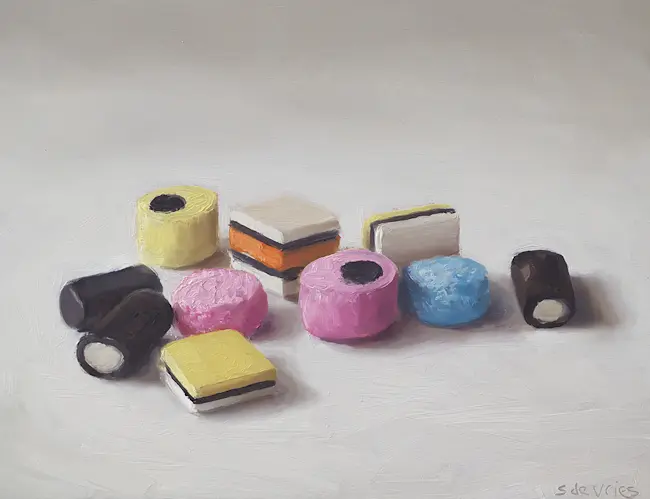 Serge de Vries, Engelse Drop, Oil on panel, 13x17 cm, €.245,-
