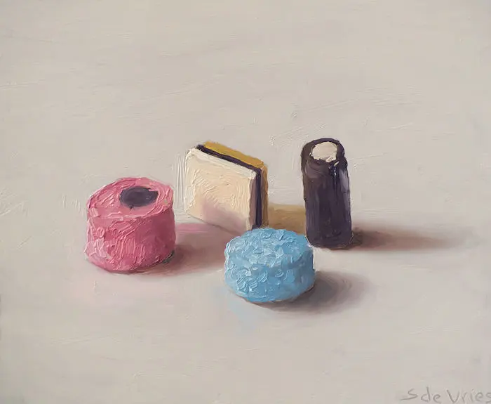Serge de Vries, Engelse drop, 295 euro, Oil on panel, unframed, 11x13 cm