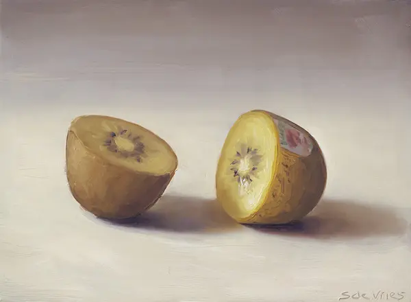 Serge de Vries, Kiwi Gold, Oil on panel, 12,5x17 cm, €.245,-