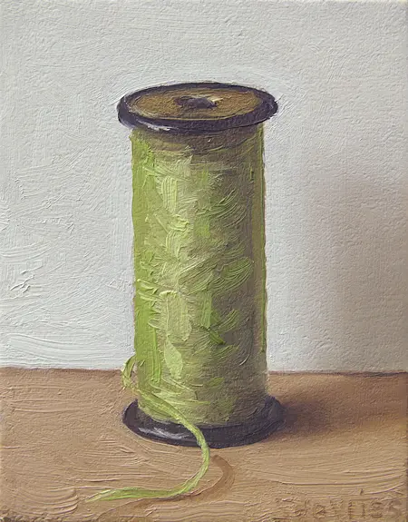Serge de Vries, Klosje garen miniatuur, 150 euro, Oil on panel, unframed, 5x7 cm